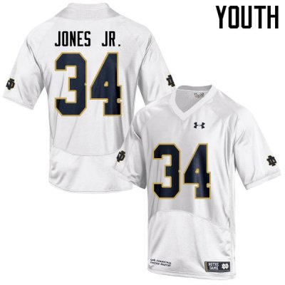 Notre Dame Fighting Irish Youth Tony Jones Jr. #34 White Under Armour Authentic Stitched College NCAA Football Jersey IYV5099TU
